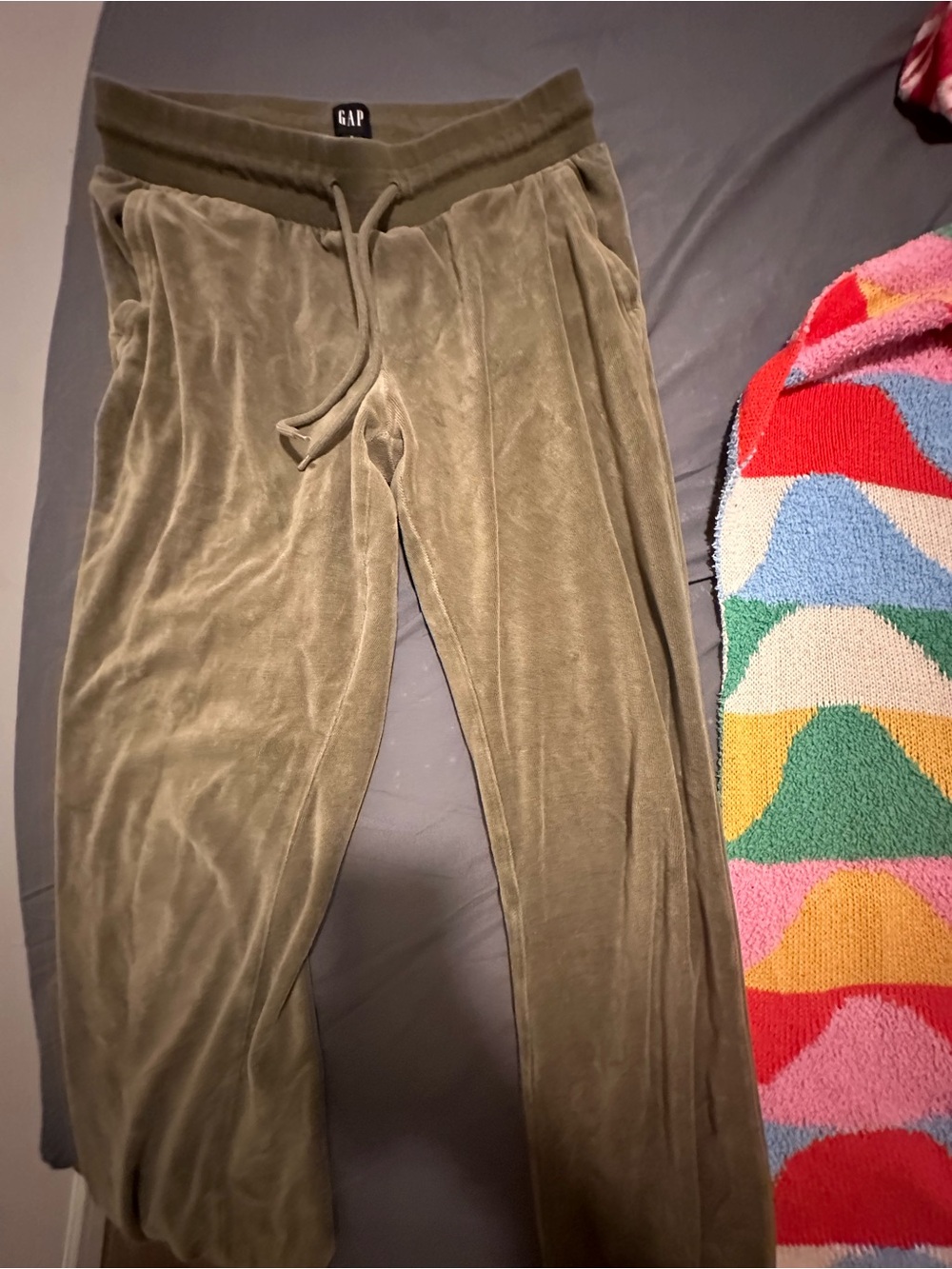 GAP Olive Velour Drawstring Joggers